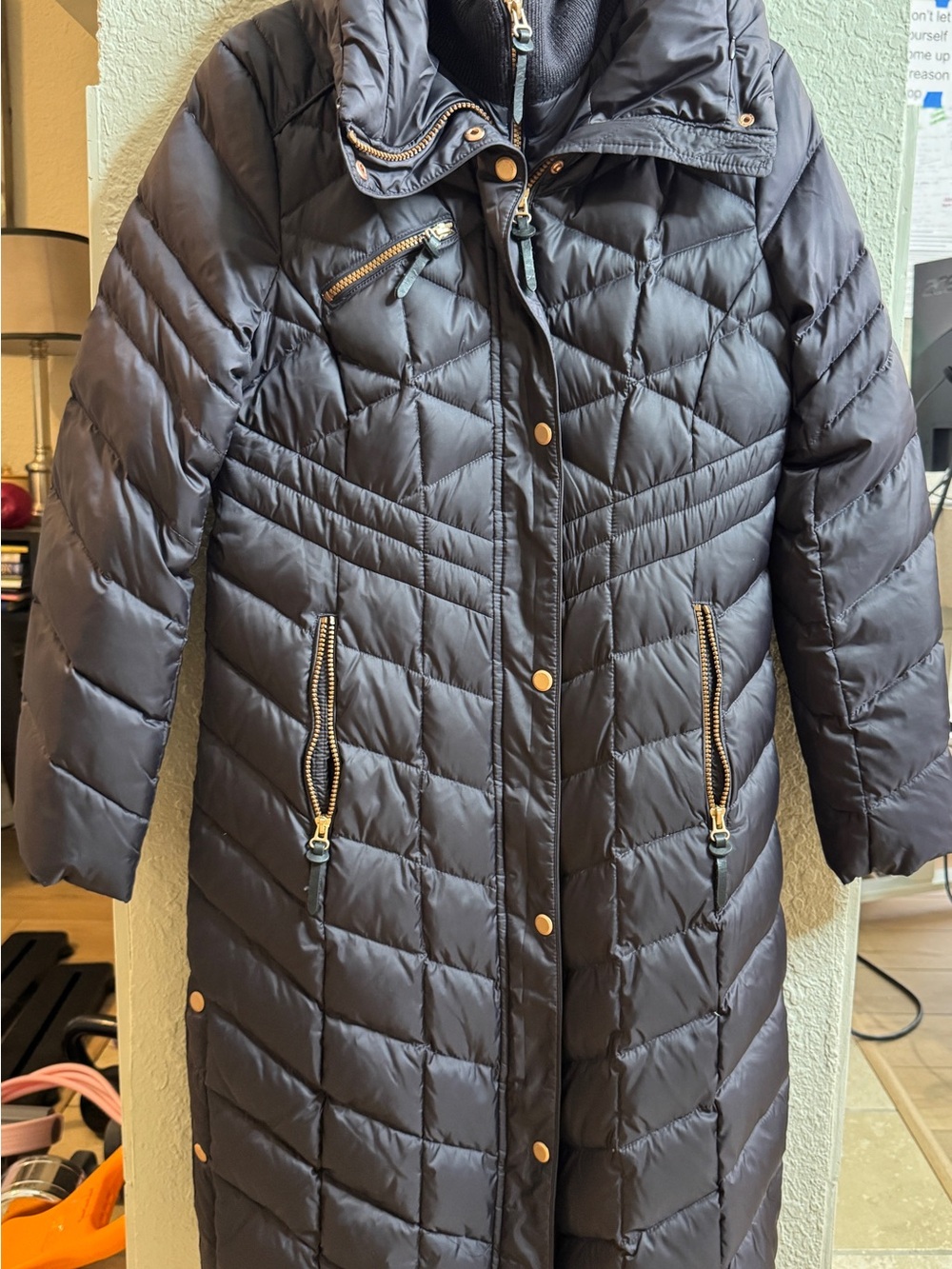 Marc New York Black Quilted Long Puffer Coat Womens